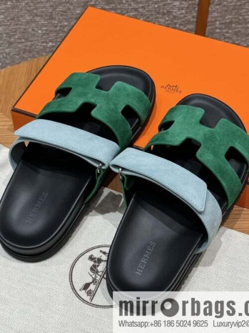 wsxc1715794154221_0-800x800a5ze3zoujyz89891_20250701234817.jpg Hermès 225 CHYPRE SANDAL uncle shoes, green and light blue/Green and light blue