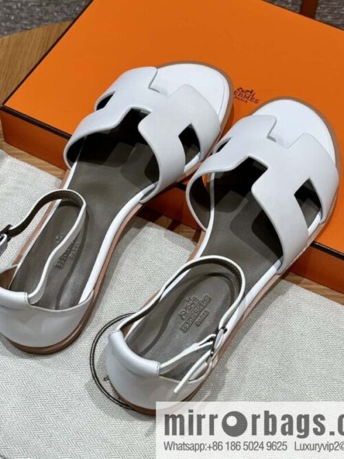 wsxc1715965690492_0-800x800t50rm53r4sj89342_20250701233315.jpg Hermès 196 Santorini Sandals 50 Plain Weave/Swift White/01/Blanc