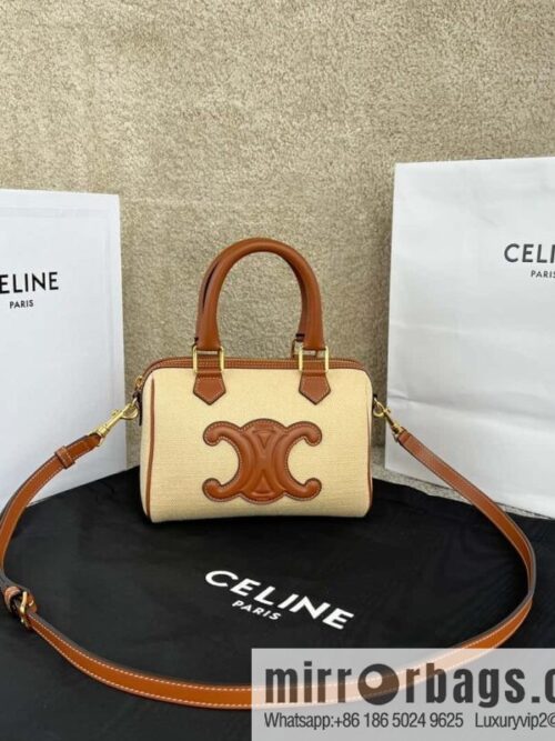 wsxc1716997597700_0-800x800bbjfoeqvek4198777_20250709040233.jpg CELINE TRIOMPHE CANVAS Small logo woven cow leather (fabric) Boston bag 113773 linen/brown
