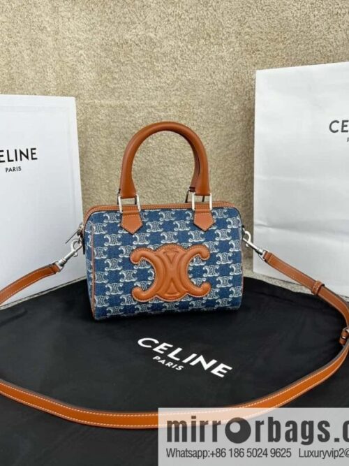 wsxc1716997757600_0-800x800joax0nfvfu1198766_20250709040213.jpg CELINE TRIOMPHE CANVAS S logo woven cow leather (fabric) Boston bag 113773 denim/brown