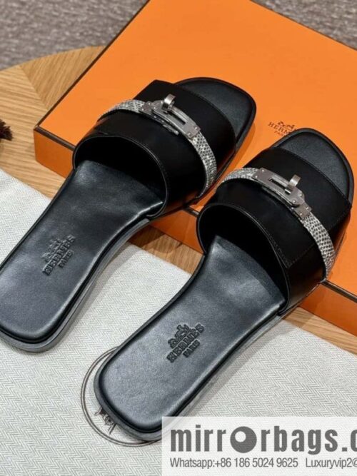wsxc1717002948669_0-800x800lnvyibesr5d80116_20250701184348.jpg Hermès 183Kelly tow sandals /Giulia black/CK89/Noir/Himalaya/Lizard primary color calfskin with Lizard strip/Calfskin/Lizard/🦎