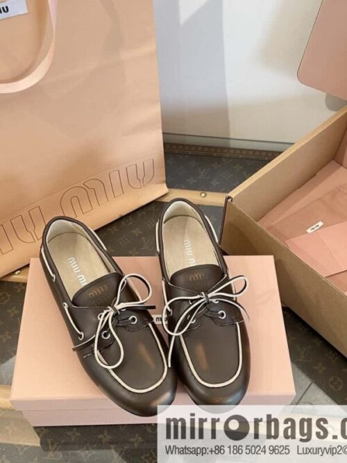 wsxc1717169411333_0-800x8005rqx31stgcf80087_20250701184259.jpg 𝐌𝐢𝐮𝐌𝐢𝐮|| Miu Miu Bow Lace Up Sailing Flat Loafers