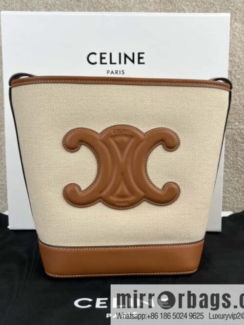 wsxc1718468656511_0-800x800h3ad4f3u0s1191937_20250709003738.jpg CELINE CUIR TRIOMPHE Small fabric cow leather (fabric) bucket bag 198242