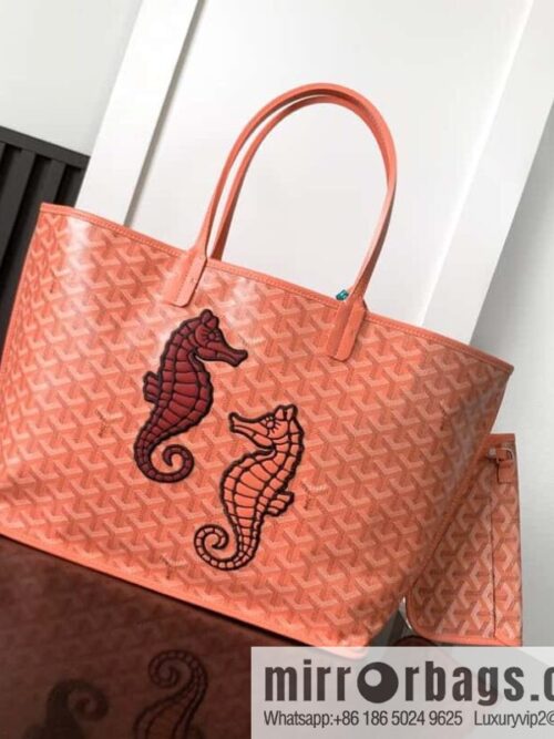 wsxc1718892473008_0-800x8002re2i3wau4v189036_20250708230309.jpg Goyard Goya Anjou small bag Goyardine canvas 020166M seahorse embroidery - coral powder tote bag shopping bag