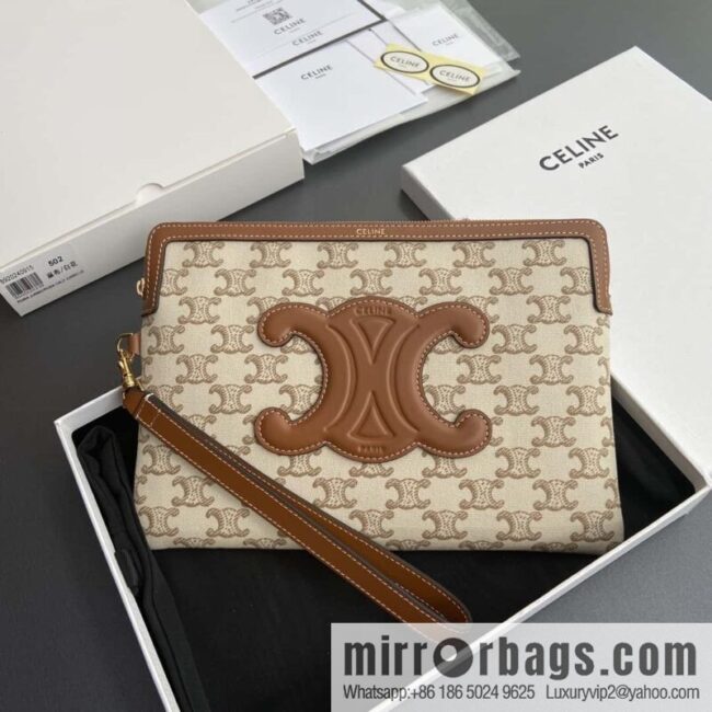 CELINE TRIOMPHE Iconic Printed Clutch Bag 10J502FES.04LU 502 White Flower